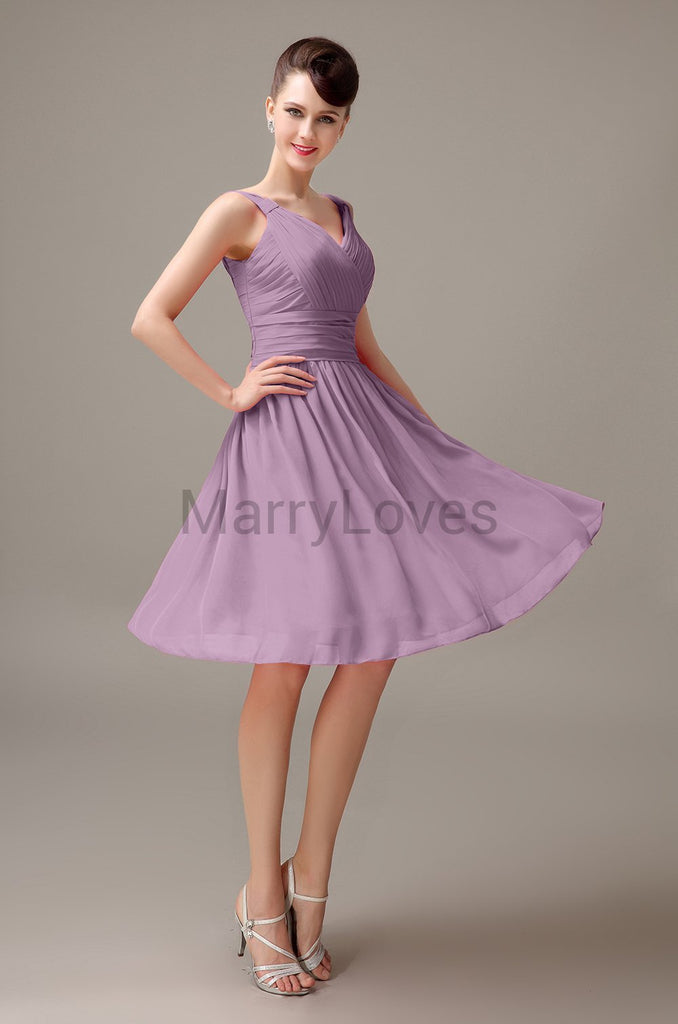 V-Neck Sleeveless Chiffon Bridesmaid Dresses