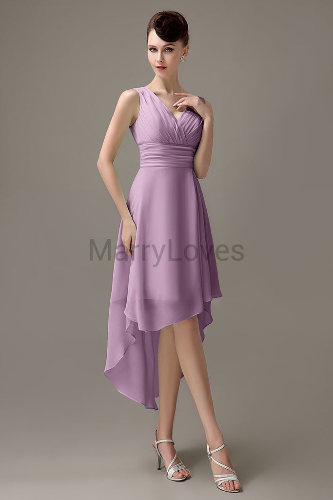 V-Neck Pleated Chiffon Bridesmaid Dresses