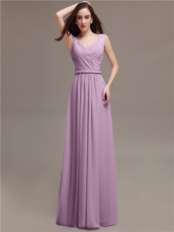 Straps Pleats Chiffon Bridesmaid Dresses