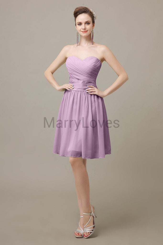 Sweetheart Short Chiffon Bridesmaid Dresses