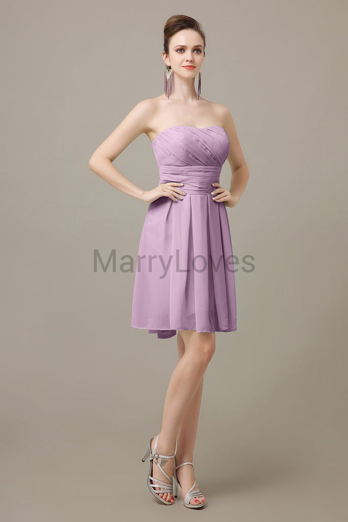 Strapless Pleats Sweetheart Bridesmaid Dresses