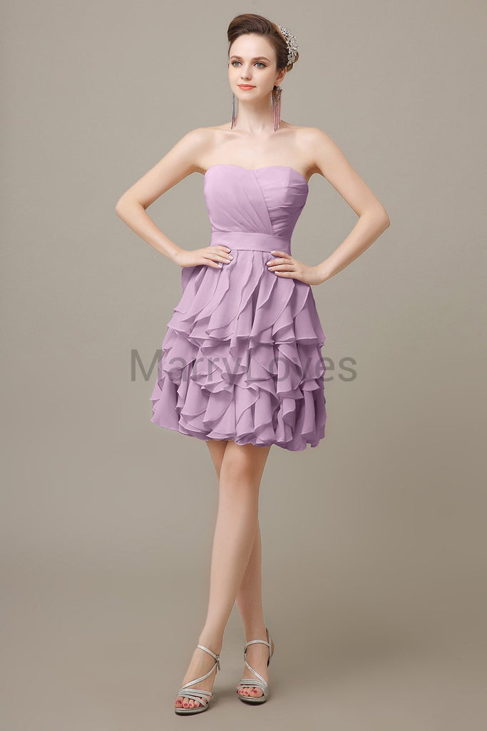 Sweetheart Ruffles Short Bridesmaid Dresses