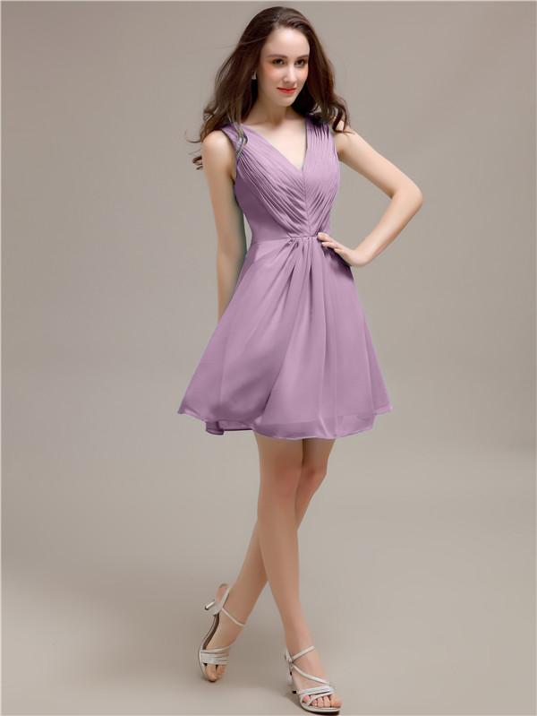 V-Neck Short A-Line Bridesmaid Dresses