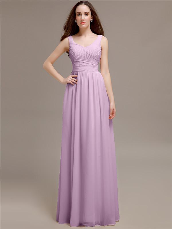 Scoop Neck Sleeveless Pleats Bridesmaid Dresses