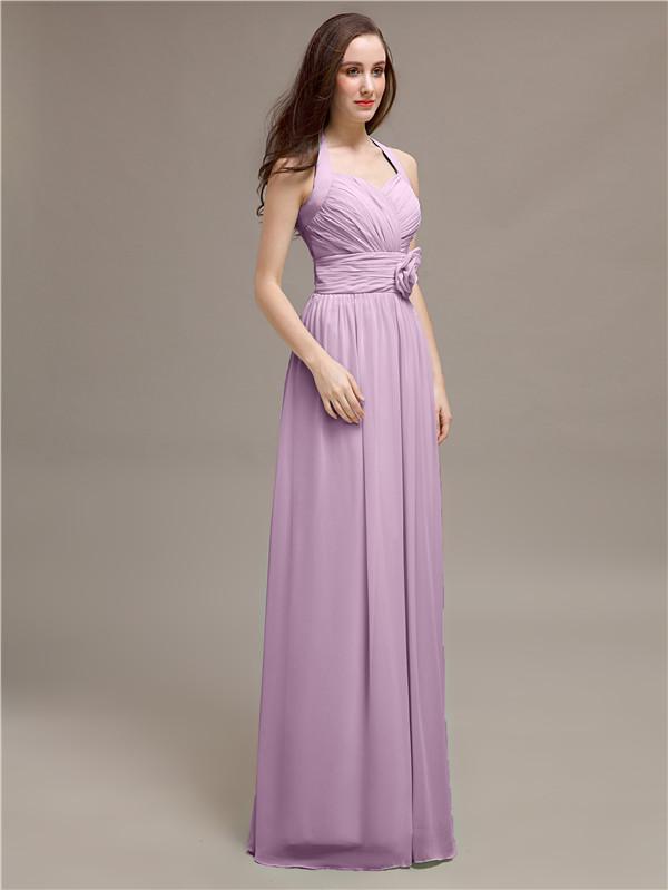 A-line Halter Appliques Chiffon Bridesmaid Dresses