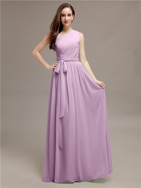 A-line One-shoulder Bridesmaid Dresses With Belt