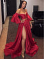 Sexy A-line High Side Slit Cheap Evening Prom Dresses, Long Prom Dresses, OL101