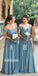 Blue Mismatched Styles A-line Chiffon Long Bridesmaid Dresses BMD014