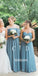 Blue Mismatched Styles A-line Chiffon Long Bridesmaid Dresses BMD014