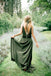 Cheap Spaghetti Straps V-neck Green Bridesmaid Dresses, BD0555