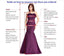 Dust Purple Satin V Neck Spaghetti Straps Side Slit Long Evening Prom Dresses, Cheap Custom prom dresses, MR7375