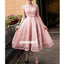 Elegant Dusty Pink Lace Sleeveless Short Homecoming Dresses, HCD004