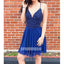 Elegant Navy Blue Chiffon Spaghetti Strap Short Homecoming Dresses, HCD006