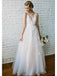 Charming A-line Floor-length Deep V-neck Tulle Appliques Wedding dresses , WD0412