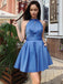 New Arrival Halter Simple Cheap Sleeveless Homecoming Dresses With Pleats, HD0454