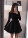 Off-shoulder Long Sleeves Simple Short Tulle Homecoming Dresses, HD0468