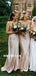 Sheath Spaghetti Straps V-neck Long Simple Bridesmaid Dresses, BD0621