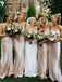 Sheath Spaghetti Straps V-neck Long Simple Bridesmaid Dresses, BD0621