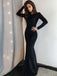 Mermaid Black Long Sleeves Sequin Evening Party Dresses, Long Prom Dresses, OL105