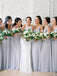 A-line V-neck Chiffon Long Bridesmaid Dresses With Pleats, BD0590