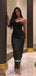 Sheath Spaghetti Straps Black Simple Cheap Long Prom Dresses, PD0586