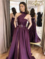 A-line One-shoulder High-neck Split Prom Dresses With Pockets, PD0575