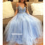 Blue Sweetheart Delicate Beading Tulle Long Prom Dresses FP1179