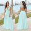 Mint Green V-neck Backless Cap Sleeves Chiffon Bridesmaid Dresses, BD0562