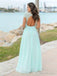 Mint Green V-neck Backless Cap Sleeves Chiffon Bridesmaid Dresses, BD0562