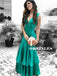 Mermaid V-neck Backless Long Cheap Prom Dresses With Ruffles, PD0600