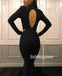 Black Long Sleeves High Neck Mermaid Long Prom Dresses, WP029