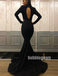 Black Long Sleeves High Neck Mermaid Long Prom Dresses, WP029