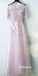 Charming Half Sleeves Tulle Applique Light Pink Cheap Long Prom Dresses, BGP021