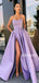 A-line Simple Cheap Side Split Long Prom Dresses FP1132