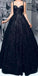 Black Spaghetti Strap Formal Sweetheart Long Prom Dresses, WP016