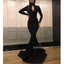 Black Long Sleeves High Neck Mermaid Long Prom Dresses, WP029