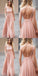 A-line Blush Pink Backless Lace Up Back Long Bridesmaid Dresses, BD0550