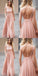 A-line Blush Pink Backless Lace Up Back Long Bridesmaid Dresses, BD0550