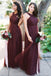 A-line Floor-length Burgundy Sleeveless Tulle Bridesmaid Dresses, BD0556