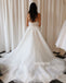 A-line Strapless Applique Organza Bridal Long Wedding Dresses, BGH012