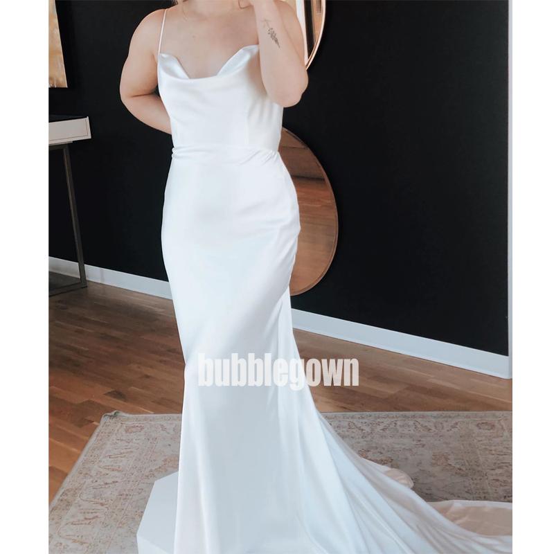 Unique Comfortable Spaghetti Strap Mermaid Dream Wedding Dresses, BGH051