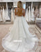 Unique Spaghetti Strap Open-back Organza Long Wedding Dresses, BGH066