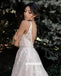 Charming White V-neck Open Back Tulle Long Wedding Dresses, PWD009