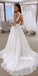 Charming White V-neck Chinffon Long Wedding Dresses, BGH090