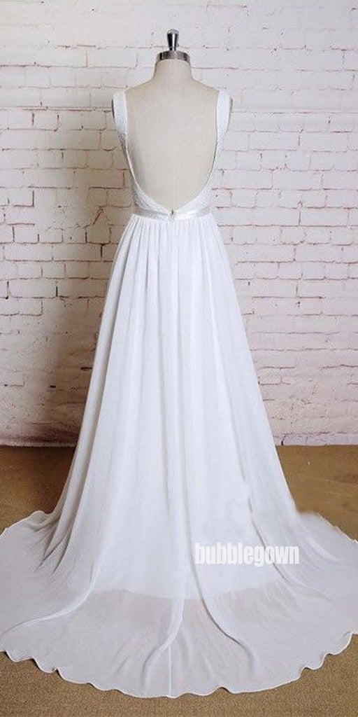Pretty Soft White A-line Chiffon Dreaming Wedding Dresses, BGH093