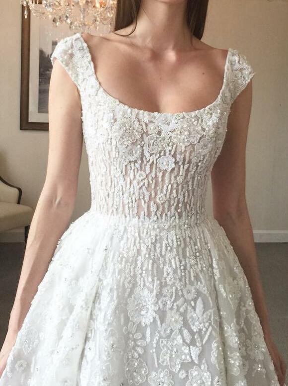Cap Sleeve Simple Formal A Line Long Beach Wedding Dresses, BGP240 - Bubble Gown