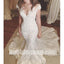 Cap Sleeves Lace Mermaid Elegant Bridal Long Wedding Dresses, BGW010