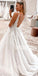 A Line Spaghetti Strap V-neck Charming Applique Long Wedding Dresses, BGH006