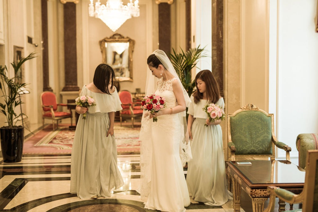 A-line Off-shoulder Floor-length Lace-up Back Long Chiffon Bridesmaid Dresses, BD0608